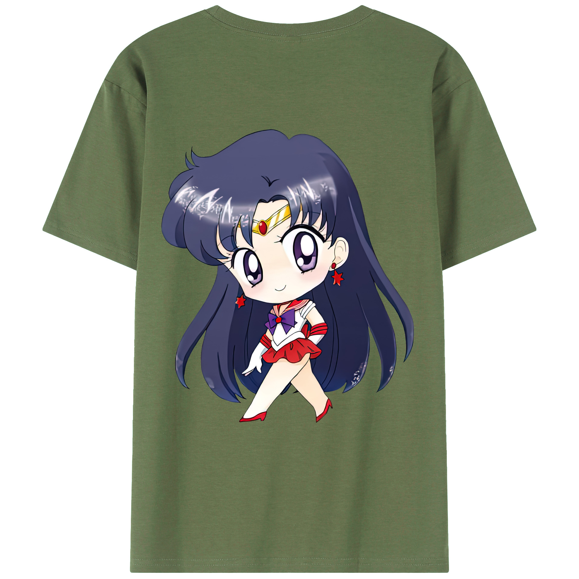 （画像用） 美少女戦士セーラームーン 火野レイ ひの レイ Sailor Moon Hino Rei （セーラーマーズ,Sailor Mars） 綿100％ メンズ半袖Tシャツ（バックプリント） 通気性
